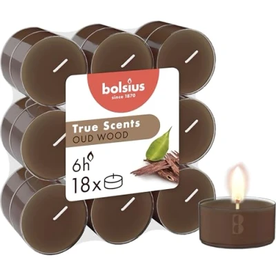 Afbeelding van Bolsius True Scents Geurtheelichten 18 stuks Clear cup Oud Wood