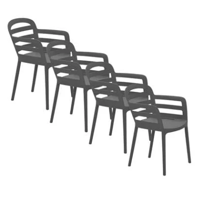 Afbeelding van Garden Impressions Mira tuinstoel donker grijs 4 stuks