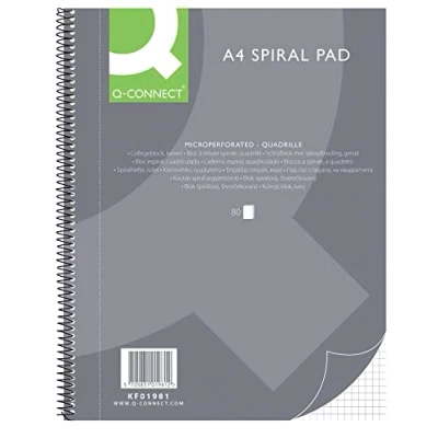 Afbeelding van Q connect Collegeblok, Ft A4, 80 Vel, Geruit 5 Mm Schrift