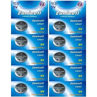 Afbeelding van Eunicell 10 stuks CR927 3 V 30 mAh lithium knoopcellen (2 verpakkingen van 5 batterijen)
