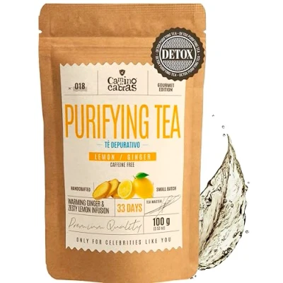 Afbeelding van THE DETOX Citron &amp; Gingembre Infusion Draineur Diurétique avec Thé Vert, Pissenlit, Hibiscus, Ortie Prêle Digestion, Immunité Défenses Naturelles Tisane Hiver 100g