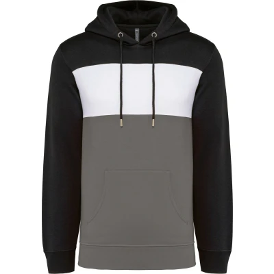 Afbeelding van Kariban Driekleurige unisex sweater met capuchon K4016 Black / White Basalt Grey