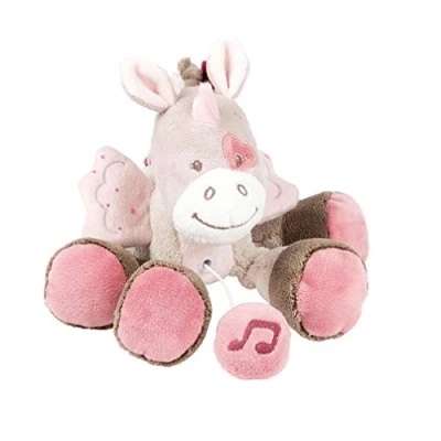 Afbeelding van Nattou Mini pluche dier met muziek, eenhoorn, Jade, Nina, jade en Lili, 24 x 14 7 cm, beige/roze