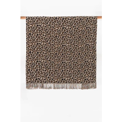Afbeelding van Bruine Jacquard Geweven Sprei Met Leopard Print (200x250)