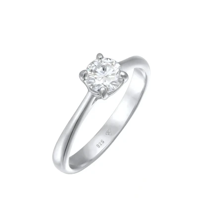 Afbeelding van Elli Moissanite SOLITÄR Verlobungs Ring, Dames, Maat: 54, Silber