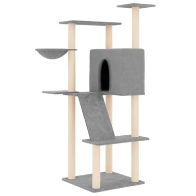 Afbeelding van Kattenmeubel met sisal krabpalen 143 cm lichtgrijs