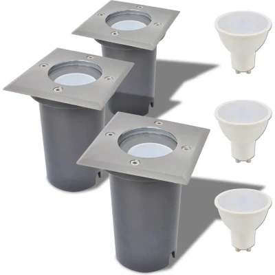 Afbeelding van LED Grondspots buiten 3 stuks vierkant