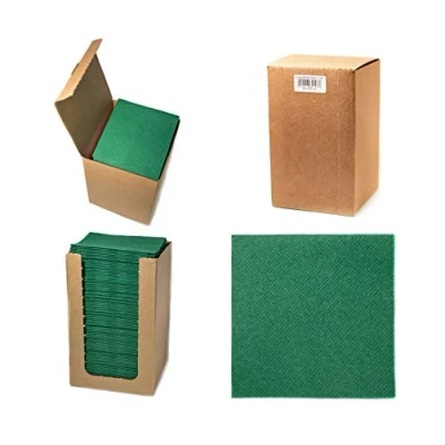 Image de Alvotex CHIC Airlaid Lot de 100 serviettes coctail, 1/4 pliées, aspect tissu, jetables, qualité supérieure, vert foncé, 20 x cm