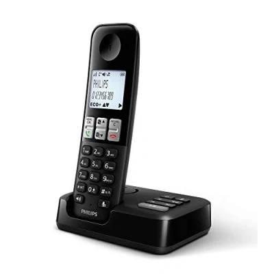 Afbeelding van Philips D2551B/01 Draadloze DECT telefoon met 1 handset antwoordapparaat, 50 namen/nummers en nummerherkenning Zwart