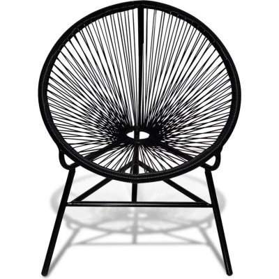 Afbeelding van Tuinmaanstoel poly rattan zwart