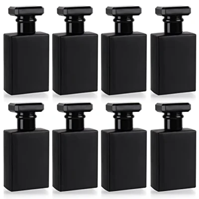 Afbeelding van Belle Vous 8 Pak Zwart Lege, Navulbare Parfum Spuitflesjes 30 ml Vierkant Glazen Verstuiver Flessen met Gouden Mist Pomp Draagbaar voor Reizen, Essentiële Olies, Aftershave &amp; Cologne