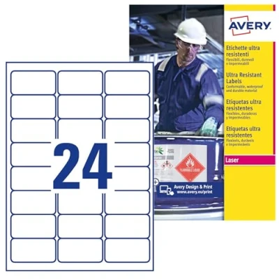 Afbeelding van Avery ultra resistente etiketten voor buiten ft 63,5 x 33,9 mm (b h), doos van 240 etiket