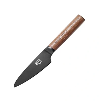Afbeelding van MITSUMOTO SAKARI Japans kantoormes, 11 cm, klein professioneel fruitmes, gecoat met titanium, zwart, klein, superscherp Duits keukenmes, van hoogwaardig gelegeerd staal