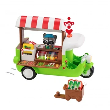 Afbeelding van Klorofil de Food Truck Speelset Speelgoedauto Interactief Kinderspeelgoed Met figuur uit &#039;&#039;Raccoon&#039;&#039; familie van Wasberen Vanaf 1.5 jaar 6 Delig Kunststof