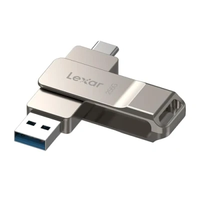 Afbeelding van Lexar D40E USB 3.2 Gen 1 type C stick, 256 GB, flashdrive, metalen behuizing, draaibaar ontwerp (LJDD40E256G BNSNG)