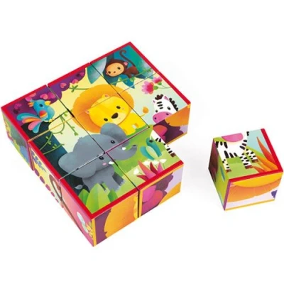 Afbeelding van Janod blokpuzzel kubkid jungledieren 9st