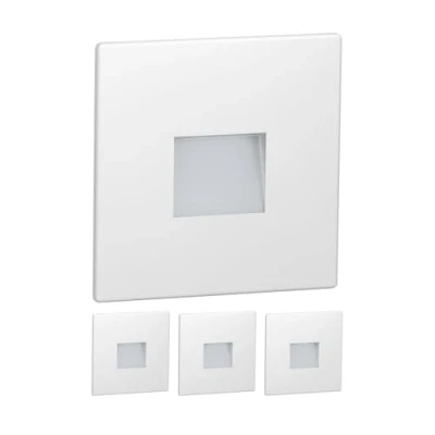 Afbeelding van ledscom.de FOW 4 stuks LED trapverlichting / wandinbouwverlichting voor binnen en buiten, downlight, vierkant, 85 x mm, warm wit