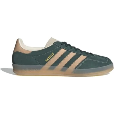 Afbeelding van adidas Originals Gazelle Indoor Unisex Sneakers laag, Maat: 44 2/3, Shadow green/warm sandstone/white Leer en imitatieleer