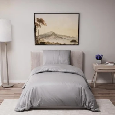 Afbeelding van Dreamzie Beddengoedset met 1 kussensloop 80 x cm, dekbedovertrek 135 200 100% microvezel, chemicaliënvrij Oeko TEX gecertificeerd, eenpersoonsbed, antraciet