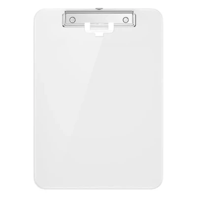 Afbeelding van Hnogri klembord van kunststof, DIN A4, standaard, voor studenten, kantoor en vrouwen, met penhouder clip laag profiel, afmeting 30,5 x 22,5 cm, wit