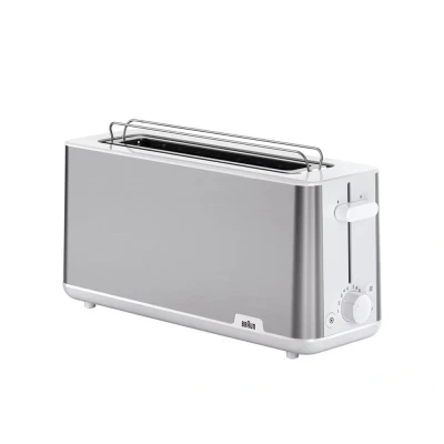 Afbeelding van Braun PurShine Langschlitztoaster, Broodrooster, Zilver, Wit
