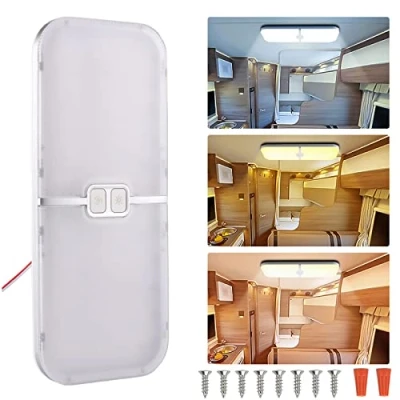 Afbeelding van Intckwan 12 V led camperlamp, 204 leds, 15 W, dimbaar, met geheugenschakelaar, geel en warm wit licht, universeel voor auto, vrachtwagen, caravan, camper,