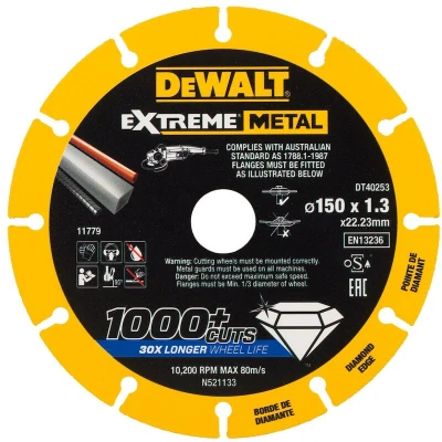 Afbeelding van DeWALT DT40253 EXTREME™ Metal Diamant Doorslijpschijf 150mm