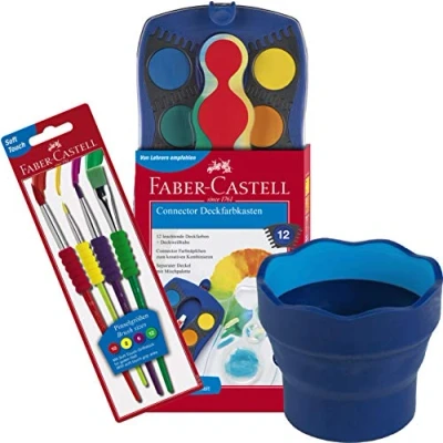 Afbeelding van Faber Castell Schilderset (schilderdoos + zachte borstel beker, blauw)