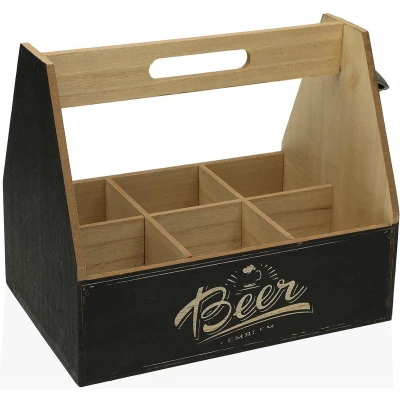 Afbeelding van Versa Flessenhouder 6 Flesjes 18 X 5 Cm Metaal Hout Mdf