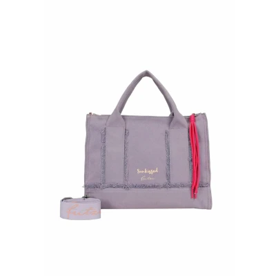 Afbeelding van Fritzi aus Preußen Handtas Schoudertas Tote Bag Limited Washed Denim Shopper Purple Paars