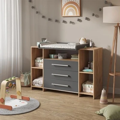 Afbeelding van Vicco Oskar Aankleedcommode eiken goud 143x100 cm XL met laden