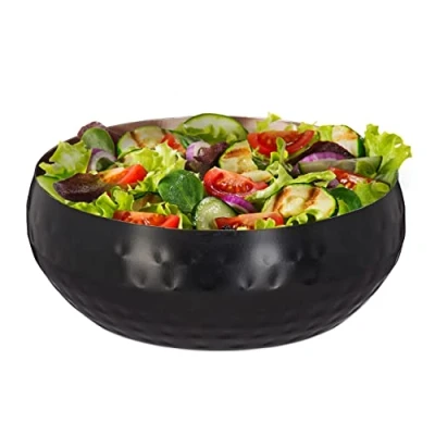Afbeelding van Relaxdays saladeschaal Ø 13 cm gehamerd rvs zwart koper