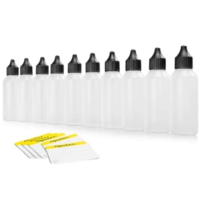 Afbeelding van Oputec 10 x 50 ml vloeistofflessen met druppelaar: zachte PE plastic flessen in levensmiddelenkwaliteit om zelf te vullen, flessen, druppelflessen + stuks