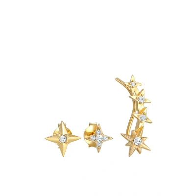 Afbeelding van Elli 3 PACK Stars Design Oorbellen goldcoloured, Dames, Maat: One Size, Gold coloured
