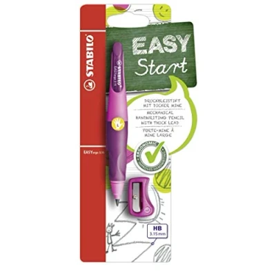 Afbeelding van Vulpotlood STABILO Easyergo 3.15mm HB linkshandig roze/lila incl puntenslijper blister à 1 stuk
