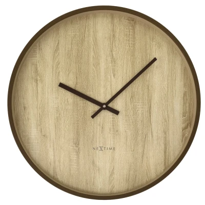Afbeelding van Wandklok 50cm Stille Donkerbruin/Lichtbruin Plastic NeXtime &#039;Oslo Large&#039;