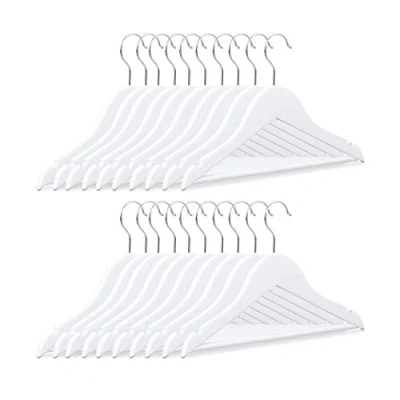 Afbeelding van Relaxdays kledinghangers kinderen 20 st. hout kinder kleerhanger wit klerenhanger