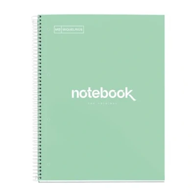 Image de Miquelrius Cahier A4 Emotions, 80 Feuilles 90 g/m², Grille 5 x mm, 1 Bande couleur, Spirale microperforée, Carnet quadrillé, Couverture extra rigide, 4 trous, Menthe