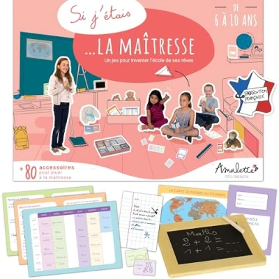 Afbeelding van Amulette Set als ik de minnares was educatief spel 6 tot 10 jaar 80+ accessoires voor het spelen van lerares op basisschool speelgoed cadeau kinderen, meisjes, jongens, beroep