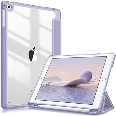Afbeelding van Fintie Hybride Hoes voor iPad 6. Gen 2018 / 5. 2017 Air 2 9.7&quot; [Ingebouwde penhouder] Schokbestendige afdekking met transparante harde schaal achterkant Beschermhoes, (Pastel Paars)
