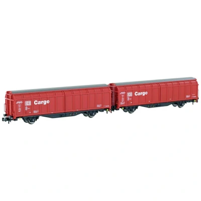 Afbeelding van Hobbytrain H24651 N set van 2 schuifwandwagens Hbbilns de DB Cargo