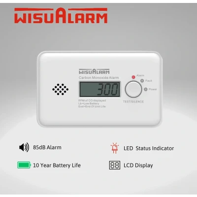 Afbeelding van Wisualarm HY GC20B Koolmonoxidemelder Incl. batterij (10 jaar) werkt op batterijen Detectie van Koolmonoxide