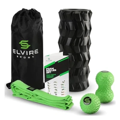 Afbeelding van Elvire Sport Foam Roller Massageset voor Diep Weefsel Schuimrollers, Massageroller en bal, Voetroller Verlicht pijn Groen