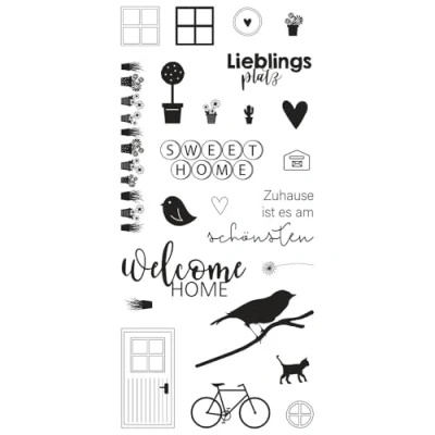 Afbeelding van Rayher Clear Stamps 50276000 &quot;Welcome Home&quot;, 97 x 205 mm, 23 motieven