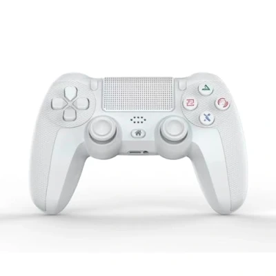 Afbeelding van NK Draadloze controller voor PS4/PS3/PC/mobiele telefoon met DualShock 6 assige detectiefunctie, ledlicht, aanraakpaneel, hoofdtelefooningang, oplaadkabel inbegrepen, wit