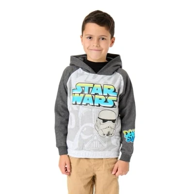 Afbeelding van Star Wars Hoodie voor jongens Tweekleurige Grafische Kinderen in Grijs Dark Side Stormtrooper Vader Graffiti Stijl Kleding Trui Goederencadeau, grijs.