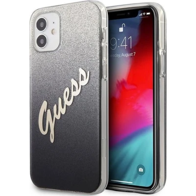 Afbeelding van Guess Gradient Vintage Glitter Case Apple iPhone 12 Mini (5.4&quot;) Zwart