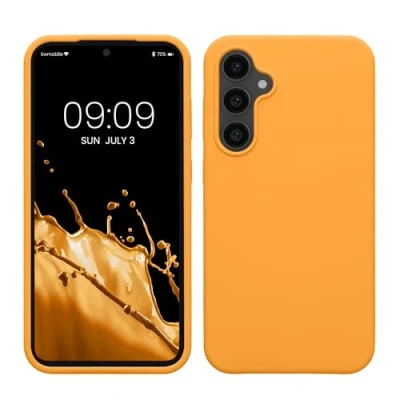 Afbeelding van kwmobile telefoonhoesje geschikt voor Samsung Galaxy S23 FE Hoesje met siliconen coating Smartphone case in fruitig oranje