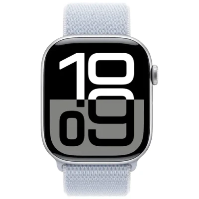 Afbeelding van Apple Watch S10 GPs 46 Mm Aluminum Silver Kast Blue Cloud Sport Loop Band (mwwp3qf/a)