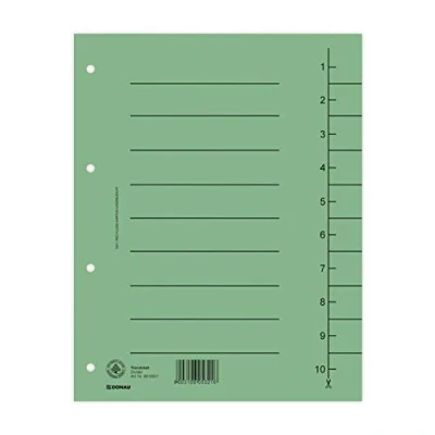 Afbeelding van DONAU 8610001 06 register 100 stuks extra grote van gerecycled karton 250 g/m² gelinieerd voor DIN A4 4 voudige perforatie